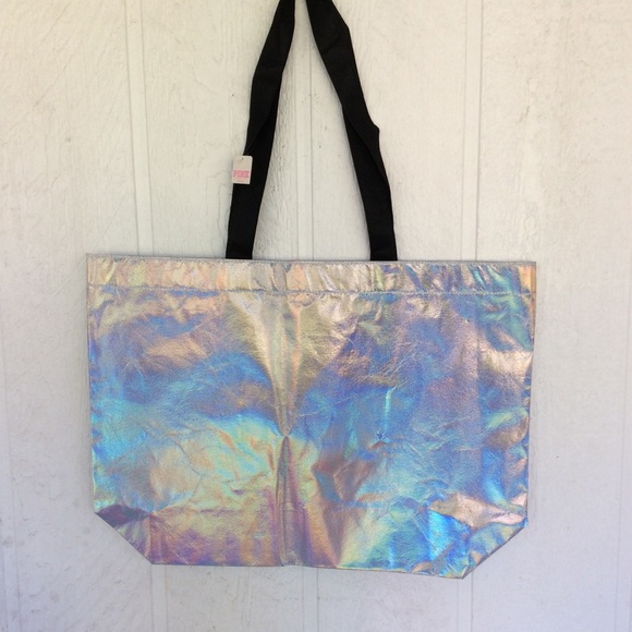 NWT VICTORIAS SECRET PINK HOLOGRAPHIC REUSABLE LARGE TOTE NWT - Picture 3 of 7